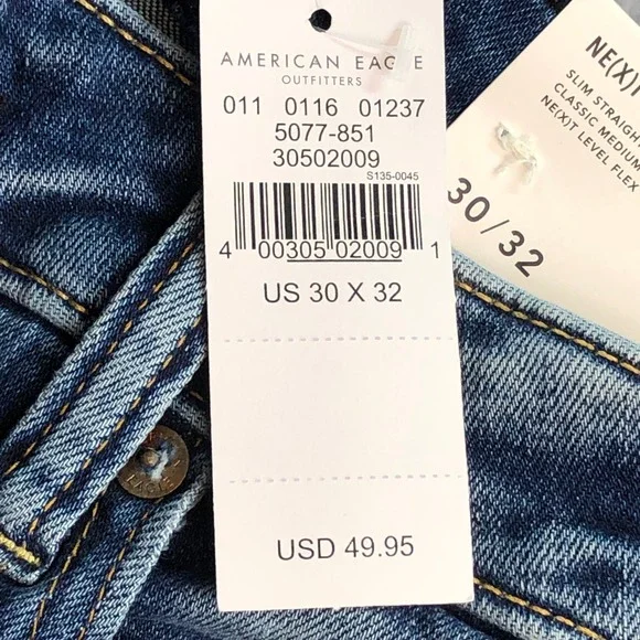 American Eagle Mens Jeans 30x32 Slim Straight Classic Next Level Airflex Flex - Picture 8 of 15